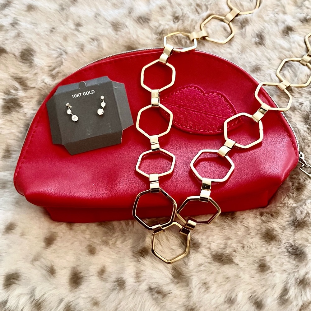 💋NWOT Lancôme Red Makeup Bag with Lips💋 - Picture 7 of 9